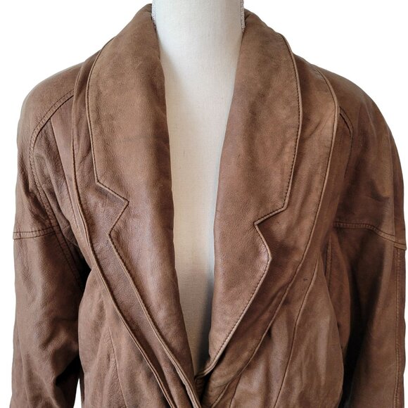 Vintage Charley's Leather Jacket Short Snap Closure Slit Side Pockets Size Small - Picture 5 of 12